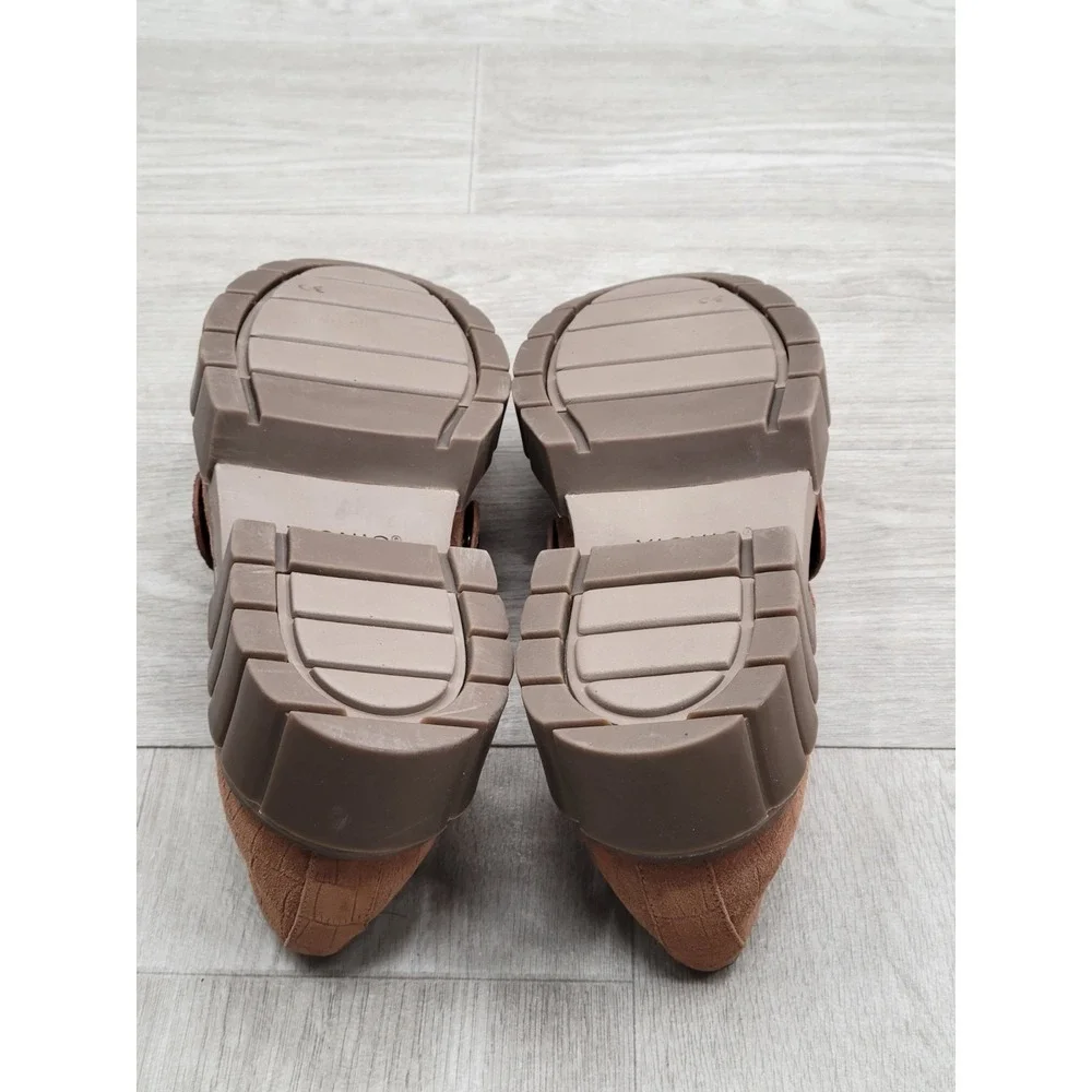 Vionic Elodie Womens 10 Tan Brown Nubuck Platform Penny Loafers Chunky Shoes